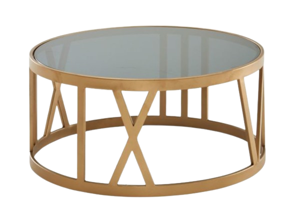 Table basse métal et verre FINEBUY dorée