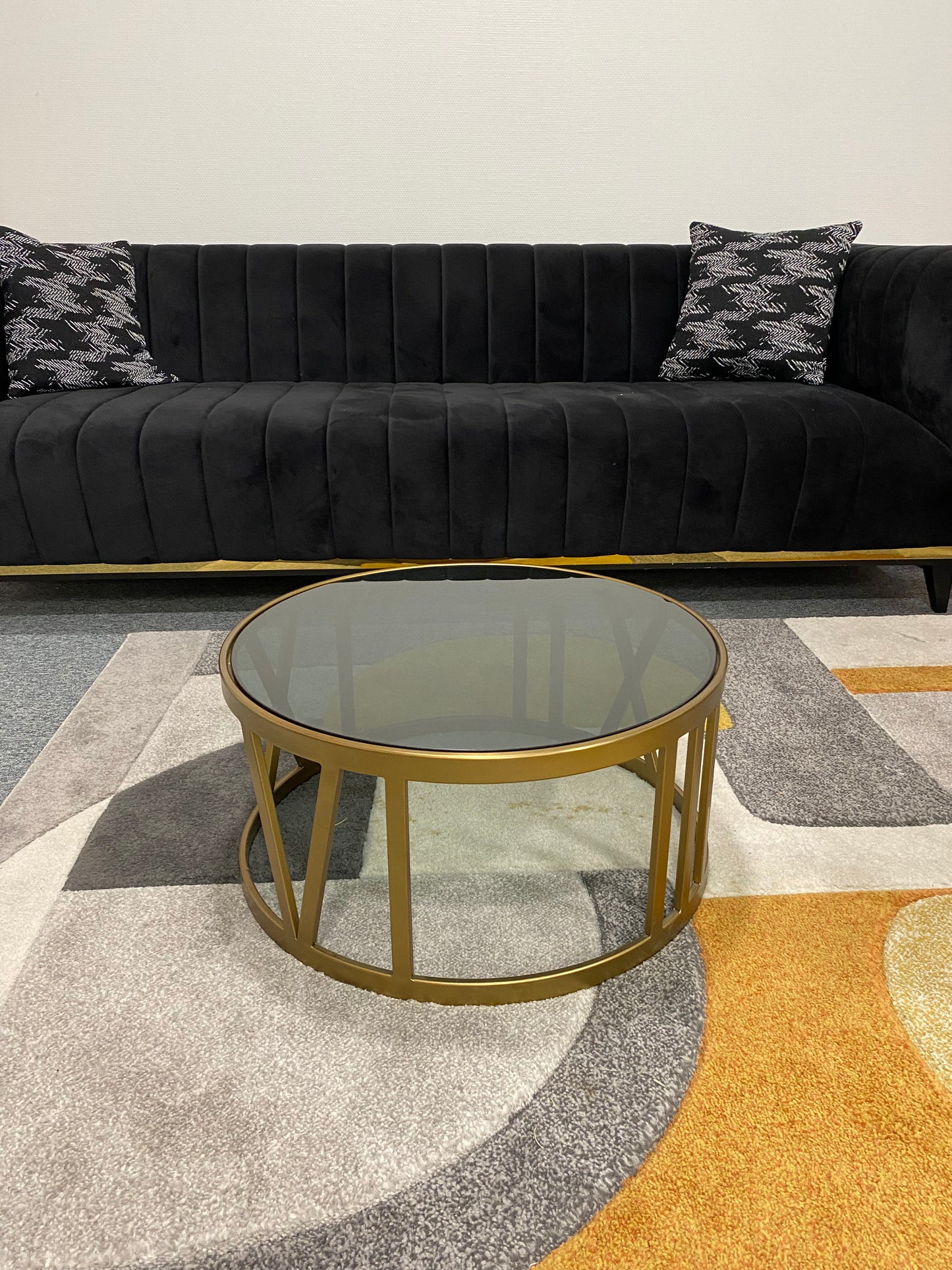 Table basse métal et verre FINEBUY dorée