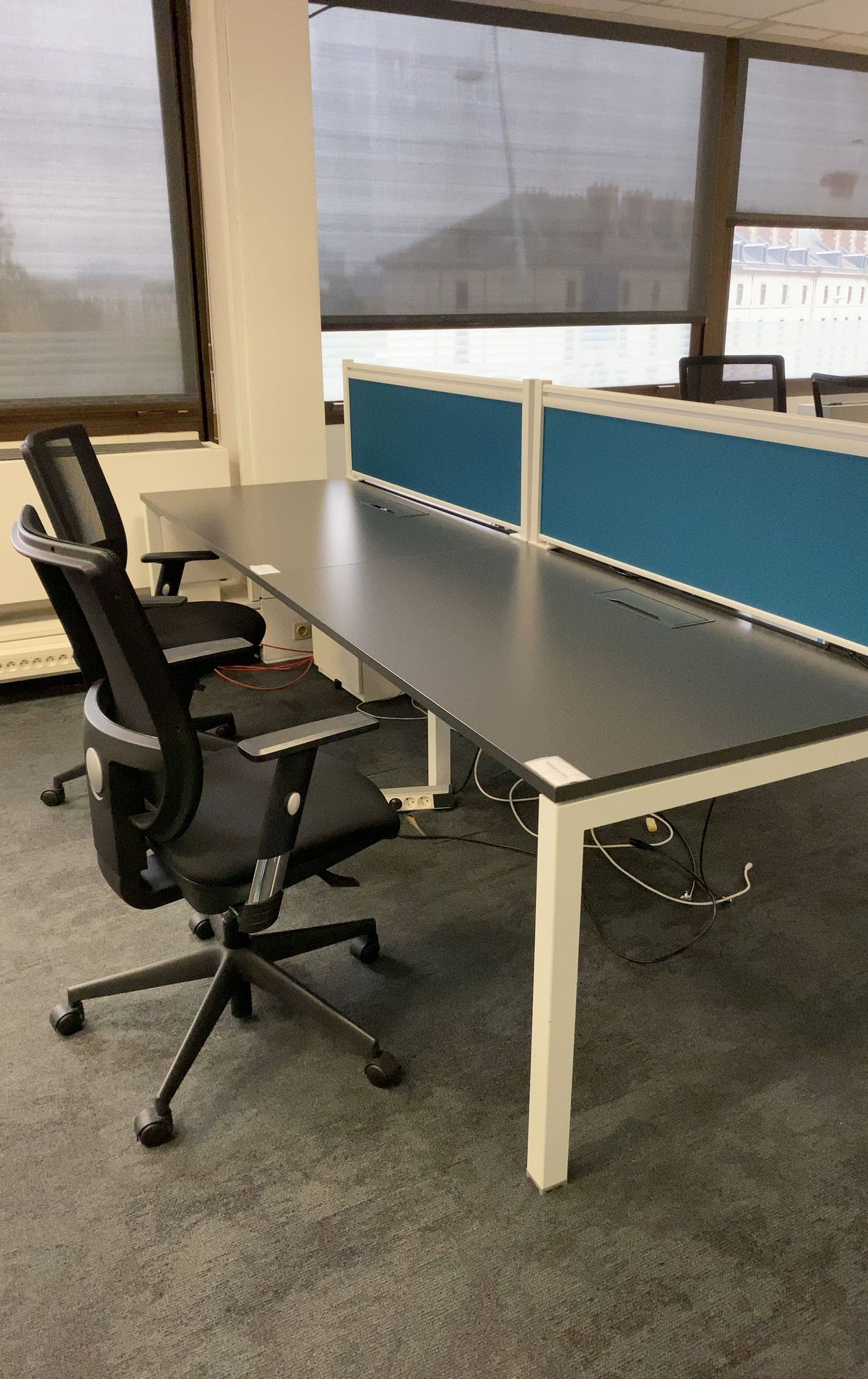 Bench 4 places Bureau Multiposte L280xl170 - Gris Mélaminé