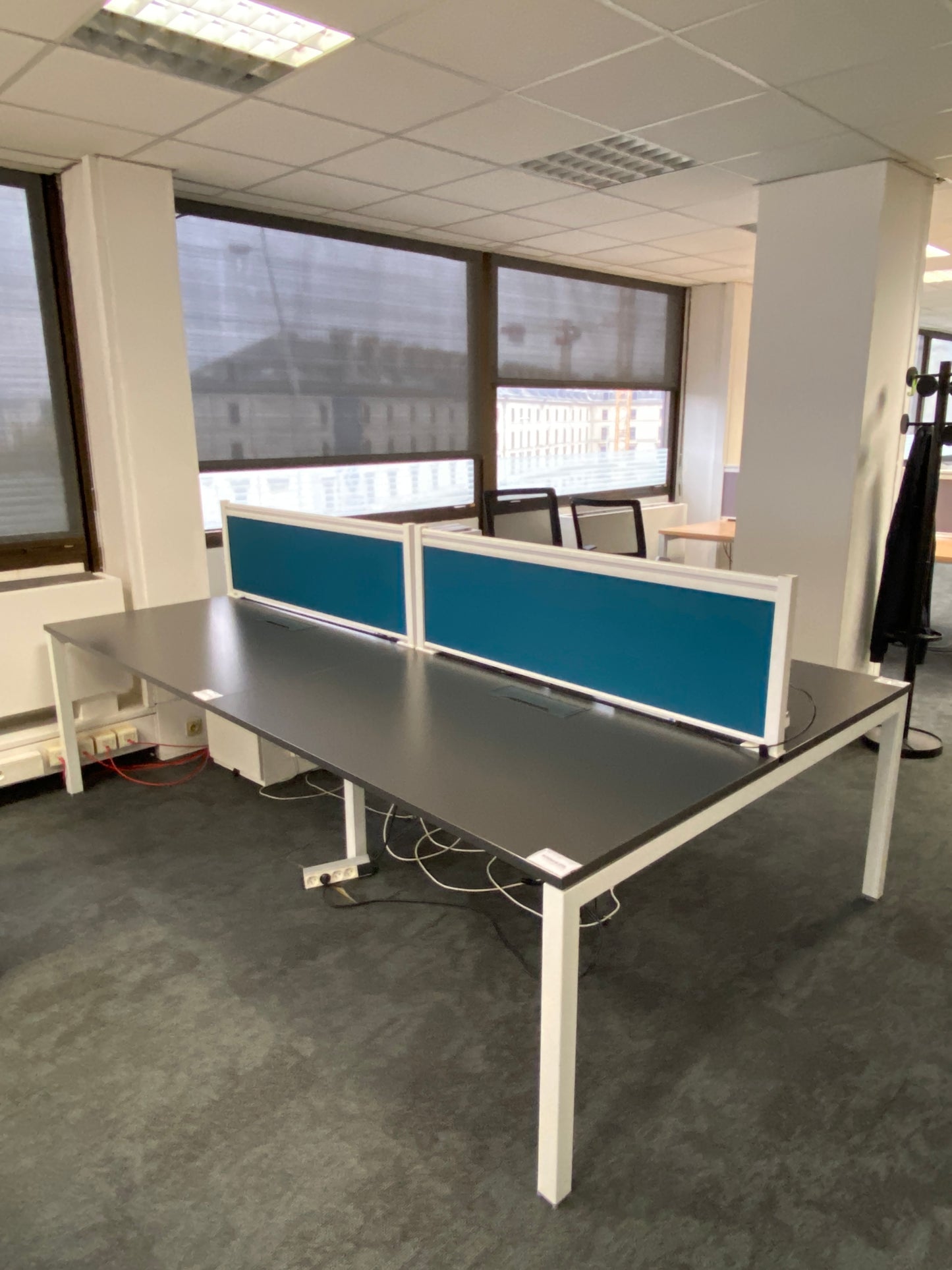 Bench 4 places Bureau Multiposte L280xl170 - Gris Mélaminé