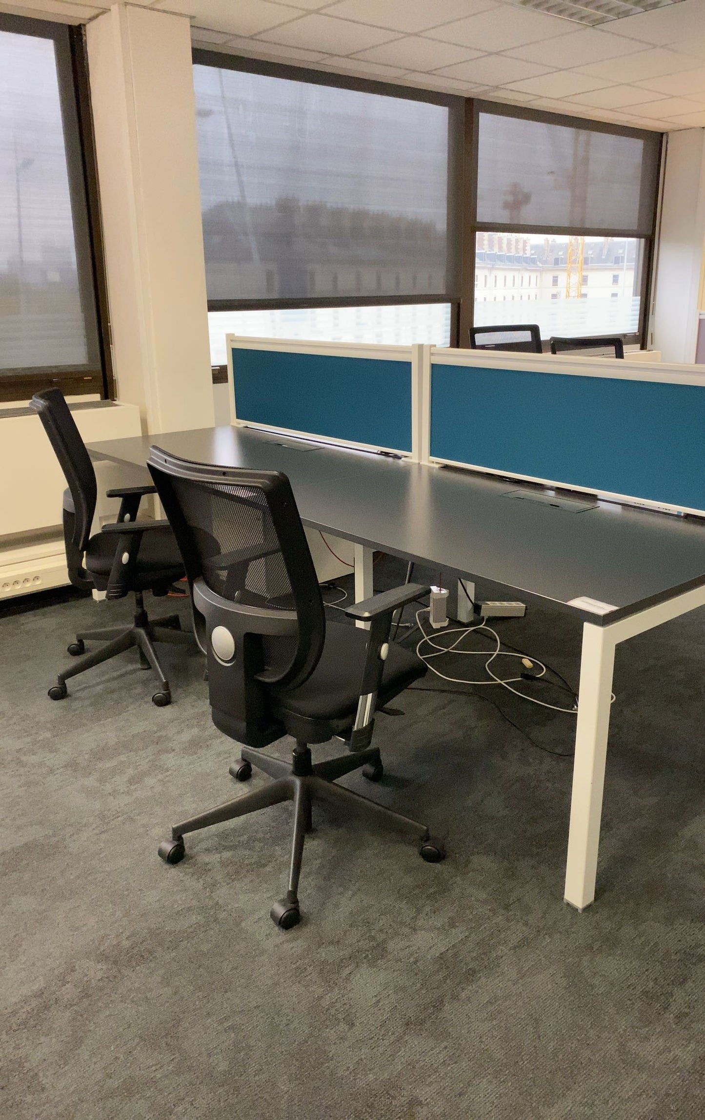 Bench 4 places Bureau Multiposte L280xl170 - Gris Mélaminé