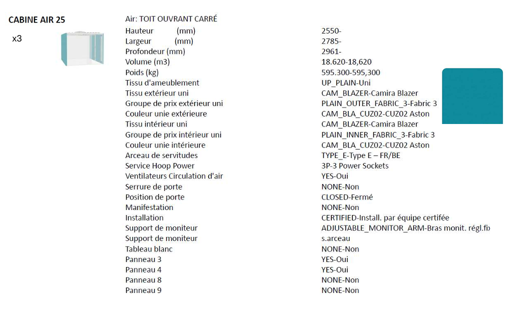 Cabine acoustique 4-5 places OrangeBox Air 25 Bleu