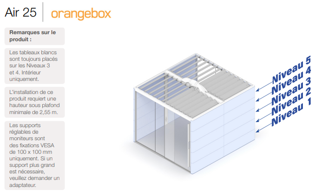 Cabine acoustique 4-5 places OrangeBox Air 25 Rouge