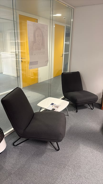 Fauteuil en Tissu Gris avec Pieds en Métal Noir