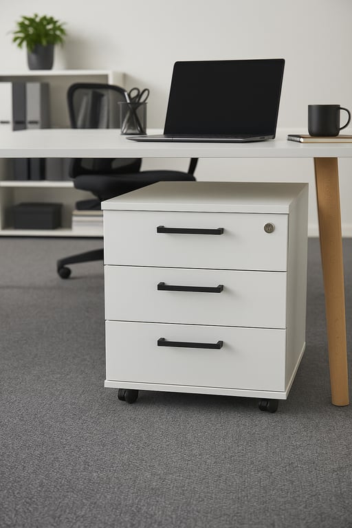 Caisson avec poignets en mélaminé blanc