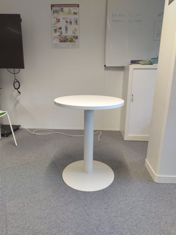 Table de réunion ronde en mélaminé et métal