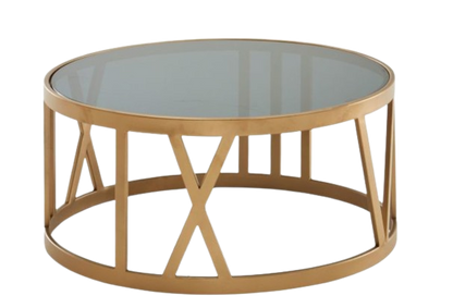 Table basse métal et verre FINEBUY dorée