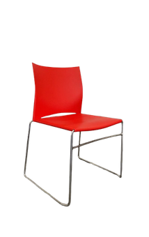 Chaise moderne plastique Rouge et piètement métal