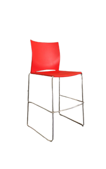 Chaise haute rouge en plastique et piètement métal
