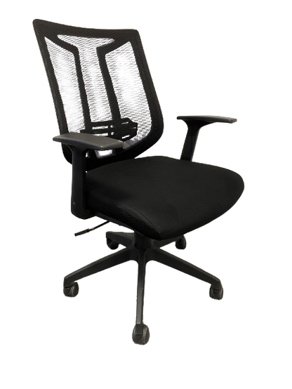 Fauteuil pivotant reconditionné avec dossier en maille respirante.
