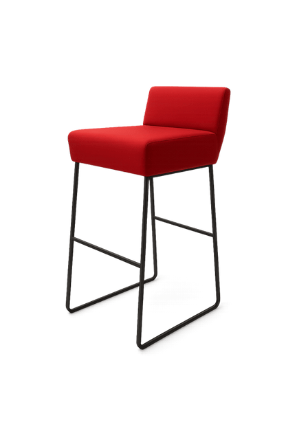 Chaise Haute sans Accoudoirs avec Pieds en Métal et Assise en Tissu Rouge