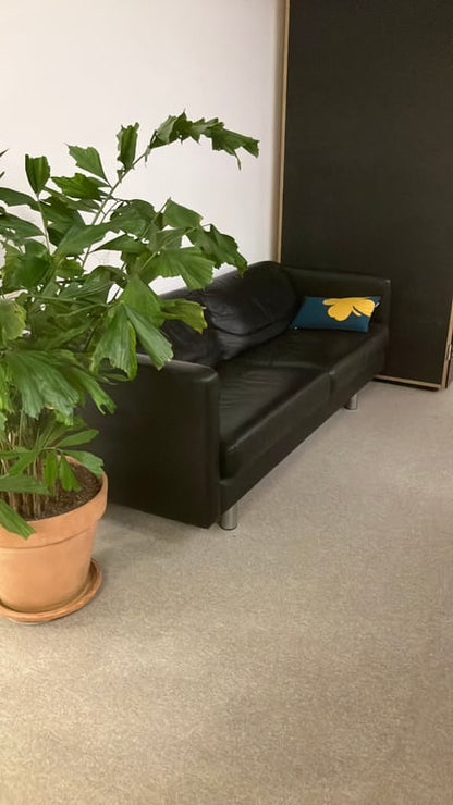 Canapé noir rectangulaire avec accoudoirs