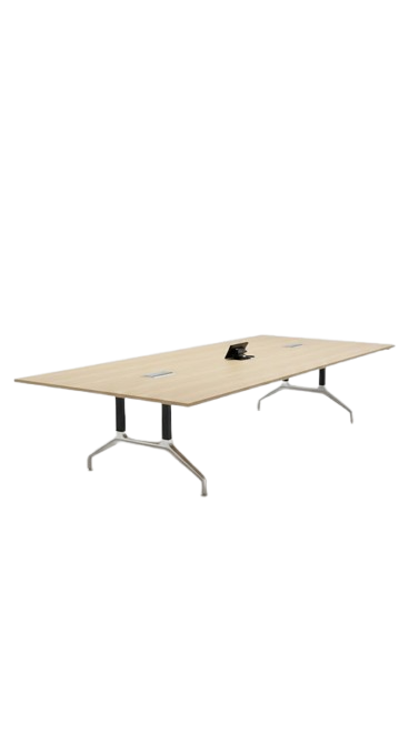 Table de réunion rectangulaire avec accès goulotte et top access