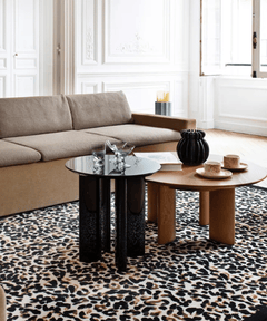 Table basse ronde "Carlotta" en bois gris