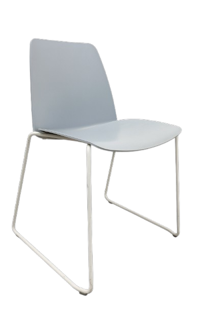 Chaise de cafétéria bleu clair en plastique