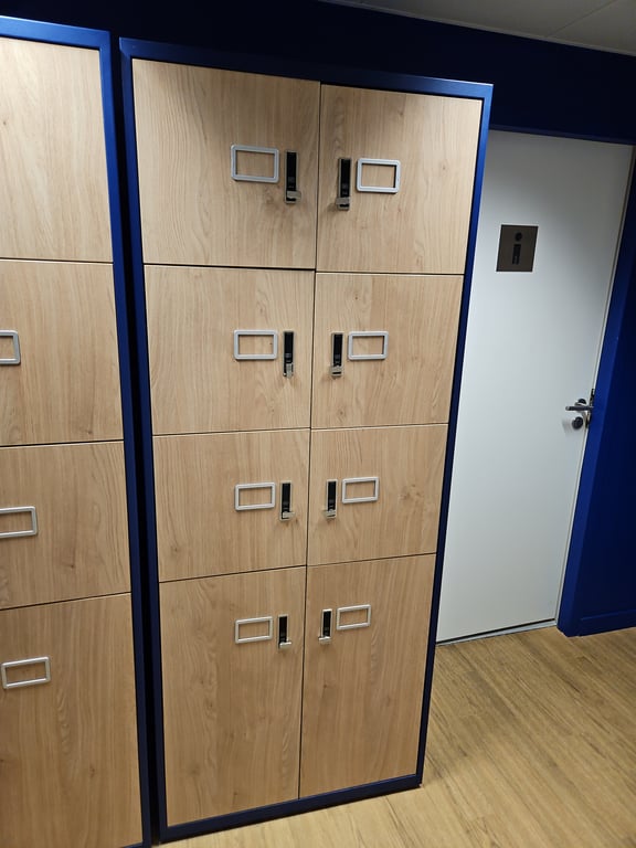 Casier de rangement à 8 compartiments en métal et bois