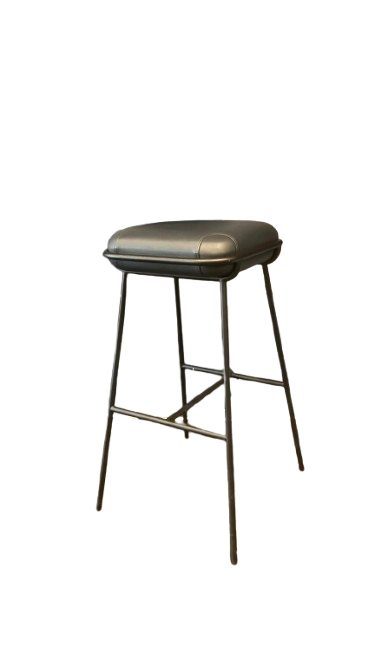 Tabouret haut en cuir et métal