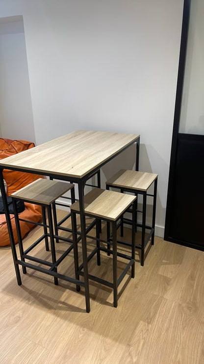 Chaise/tabouret haut en métal et bois