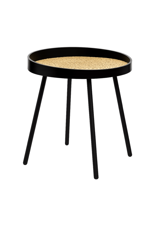 Table basse ronde en osier et bois