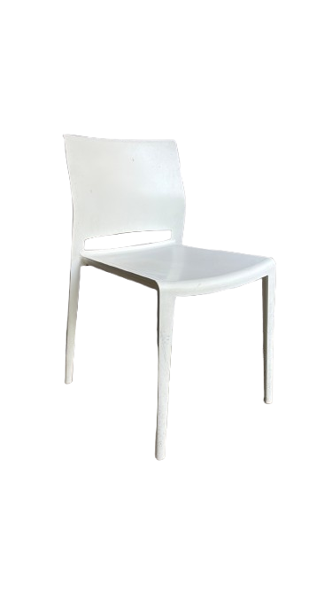 Chaise de cafétéria Bakhita en plastique blanc