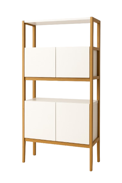 Bibliothèque en bois avec portes battantes