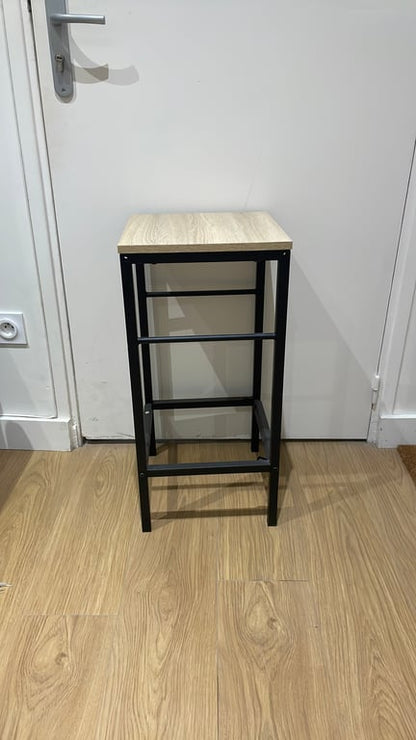 Chaise/tabouret haut en métal et bois