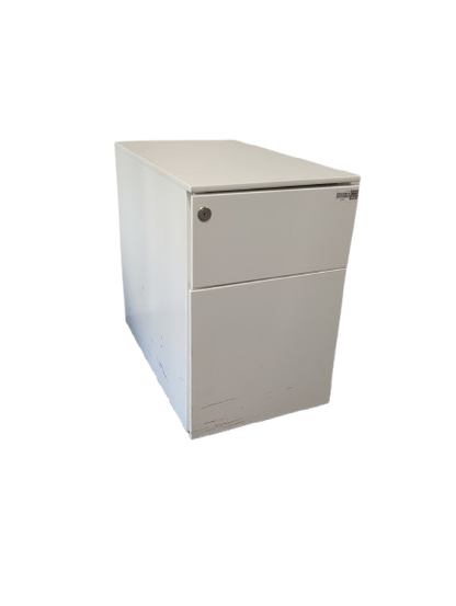 Caisson de rangement métallique blanc avec deux tiroirs