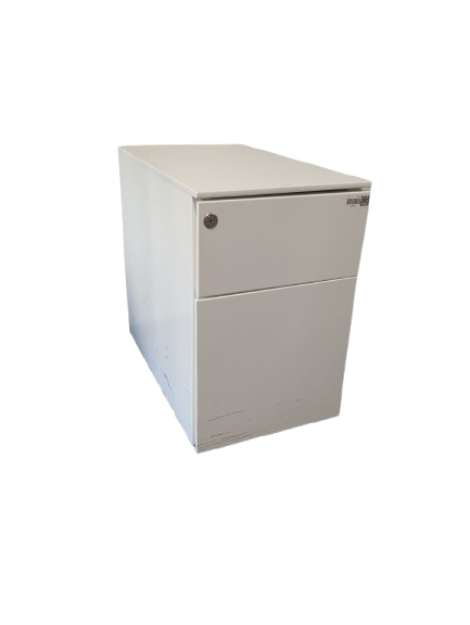 Caisson de rangement métallique blanc avec deux tiroirs