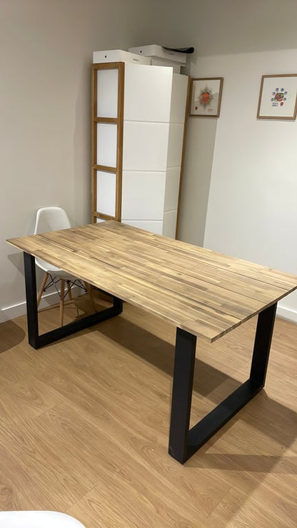 Table de réunion rectangulaire en bois et métal