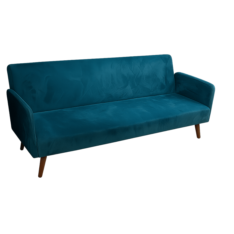 Canapé rectangulaire en velours Boston Blue avec accoudoirs