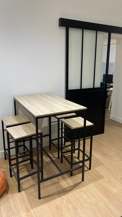 Chaise/tabouret haut en métal et bois