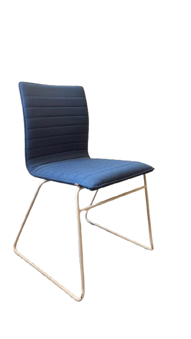 Chaise d'accueil en tissu Fun Blue avec piètement luge